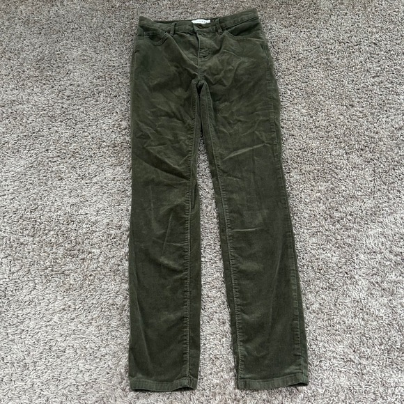LOFT High Waist Skinny Corduroy Pants Women's Size 24/00 Olive‎ Green - Picture 1 of 9